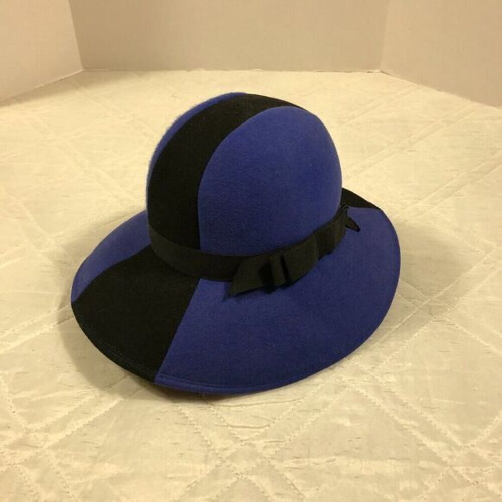 Vintage Gwen Pennington‎ Exclusive Splendide 100% Blue and Black Wool Hat